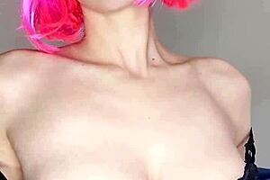 my big natural tits and kitty mask tempt you as i toy my pussy