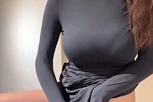 Milf caresses her milky natural tits to intense orgasm