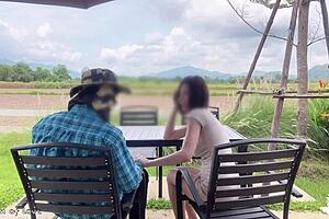 wait, the gardener seduces this skinny japanese beauty for outdoor creampie fun!