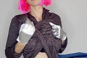 my big natural tits and kitty mask tempt you as i toy my pussy