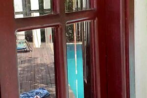 hey i spied two girls bathing then they caught me stroking and invited me to join the fun