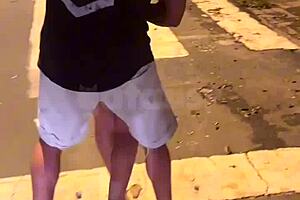 she dances flashes then fucks two guys in front of husband on street