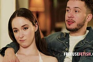 Freeuse babe fucked hard in wild threesome with spitting