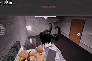 blonde milf with big ass tits chokes on roblox devil's monster cock begging for more