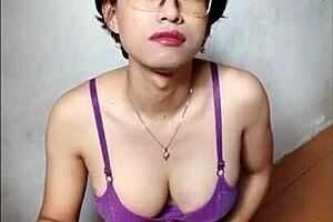 beautiful asian shemale strokes cock in early morning light