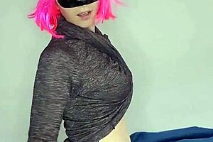 my big natural tits and kitty mask tempt you as i toy my pussy