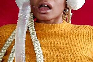 brazilian slut swallows huge dildo deep in her hairy pussy