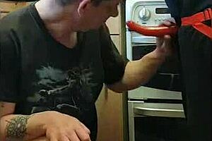 kelly wright pegs mark wright ass to mouth in kitchen shower