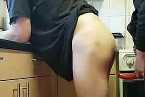 kelly wright pegs mark wright ass to mouth in kitchen shower