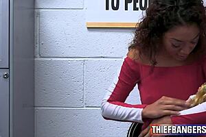 store guard raw anal inspects sarah lace's ebony ass