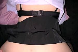 Big titted Asian student skirt ripped tight pussy creampied doggystyle in dorm