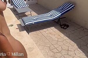 deepthroat blowjob choking gagging in pool pov quickie