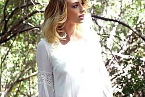 omg i cant stop... stunning blue-eyed blonde strips naked in forest trees ughh