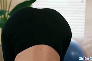 we tease our latina yoga teacher with double strap-on play