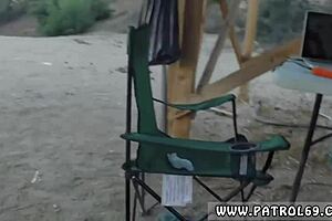 cop pulls over brunette teen for anal cavity search blowjob and facial outdoors