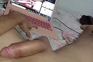 skinny white boy strokes his hard cock solo