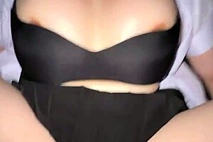 Big titted Asian student skirt ripped tight pussy creampied doggystyle in dorm