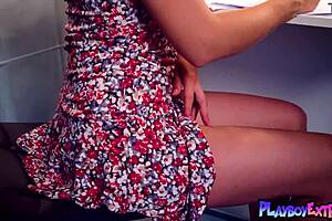 Smoking Ukrainian Viktoriia Aliko strips naked posing tits pussy in changing room