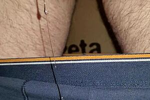 Close-Up Shimmering Precum Drips Before Thick Ropes of Cum Erupt