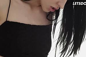 naughty brunette girlfriend cums hard with lover's cock