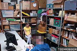 shoplifter teen petrov craves burglar's tongue deep in pussy