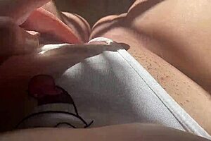 Opening my wet pink pussy wide with white thong, fingering to orgasm moans.