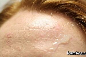 stunner gulps massive cum load after wild pov blowbang facial