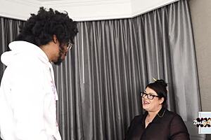 Nerdy Latina Librarian Worships Massive Black Cock