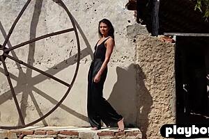 Cute Hannah Le Poses Outdoors