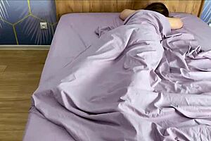 guy walks in sees mature woman in his bed!