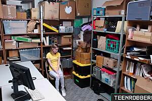 shoplifter teen petrov craves burglar's tongue deep in pussy