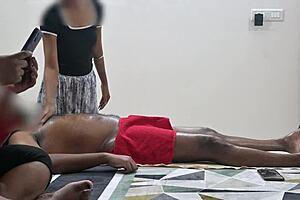 flashing my hard cock right at the massage girl 😈💦