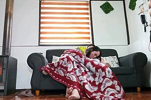 Chilling with hot mature babe watching movie then banging wildly on couch