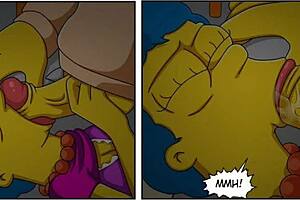 Marge Simpson bent over doggystyle assfucked riding to cum explosion