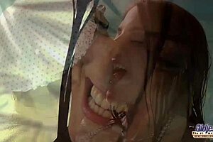 super hot young babe blown fucked cumshot by older stud poolside