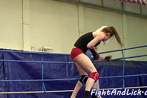 Euro Lesbians Wrestle Wild Before Devouring Pussy Oral