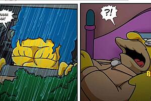 Marge Simpson bent over doggystyle assfucked riding to cum explosion