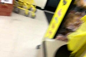 Two moms browse shops in candid hidden footage