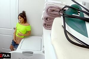 Stepdad Pumps Hot Cum Deep in Petite Latina While Mom's Away!