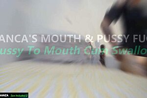 bianca's mouth and pussy pounded with cum swallow!