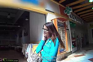 shy teen explores public mall thrills