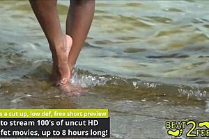 Giggles' Beach Feet Drip with Teasing Wetness