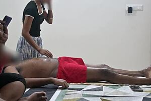 flashing my hard cock right at the massage girl 😈💦