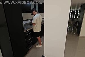 my best friend's horny wife sneaks a deep suck when he's not watching her wet curves