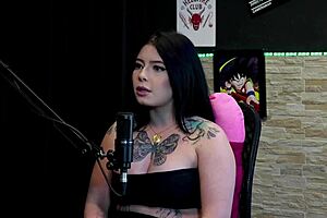 Tattooed Brunette Teases Big Tits In Sexy Confession Game