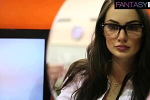 lily carter's tight pussy rides boss's monster cock after office hours