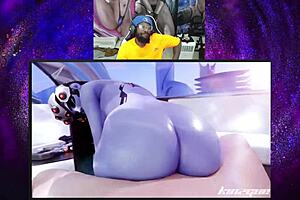 Juri han blowjob ignites widowmaker cowgirl tight pussy fire