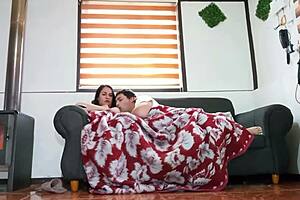 Chilling with hot mature babe watching movie then banging wildly on couch