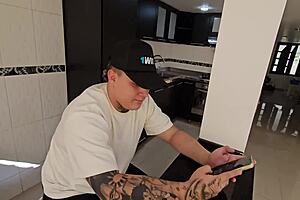 my best friend's horny wife sneaks a deep suck when he's not watching her wet curves