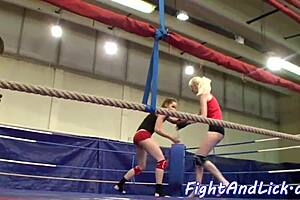 Euro Lesbians Wrestle Wild Before Devouring Pussy Oral